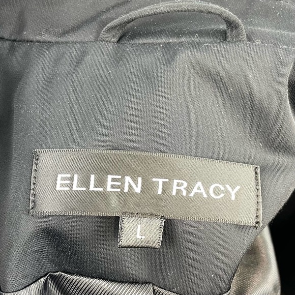 Ellen Tracy Black Button Front Lined Jacket Blazer Size L - Picture 11 of 12